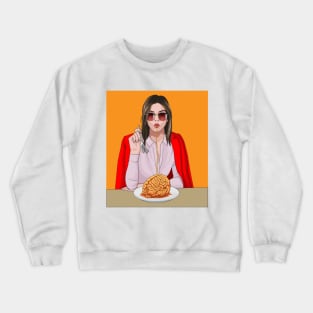 girl eating pasta Crewneck Sweatshirt